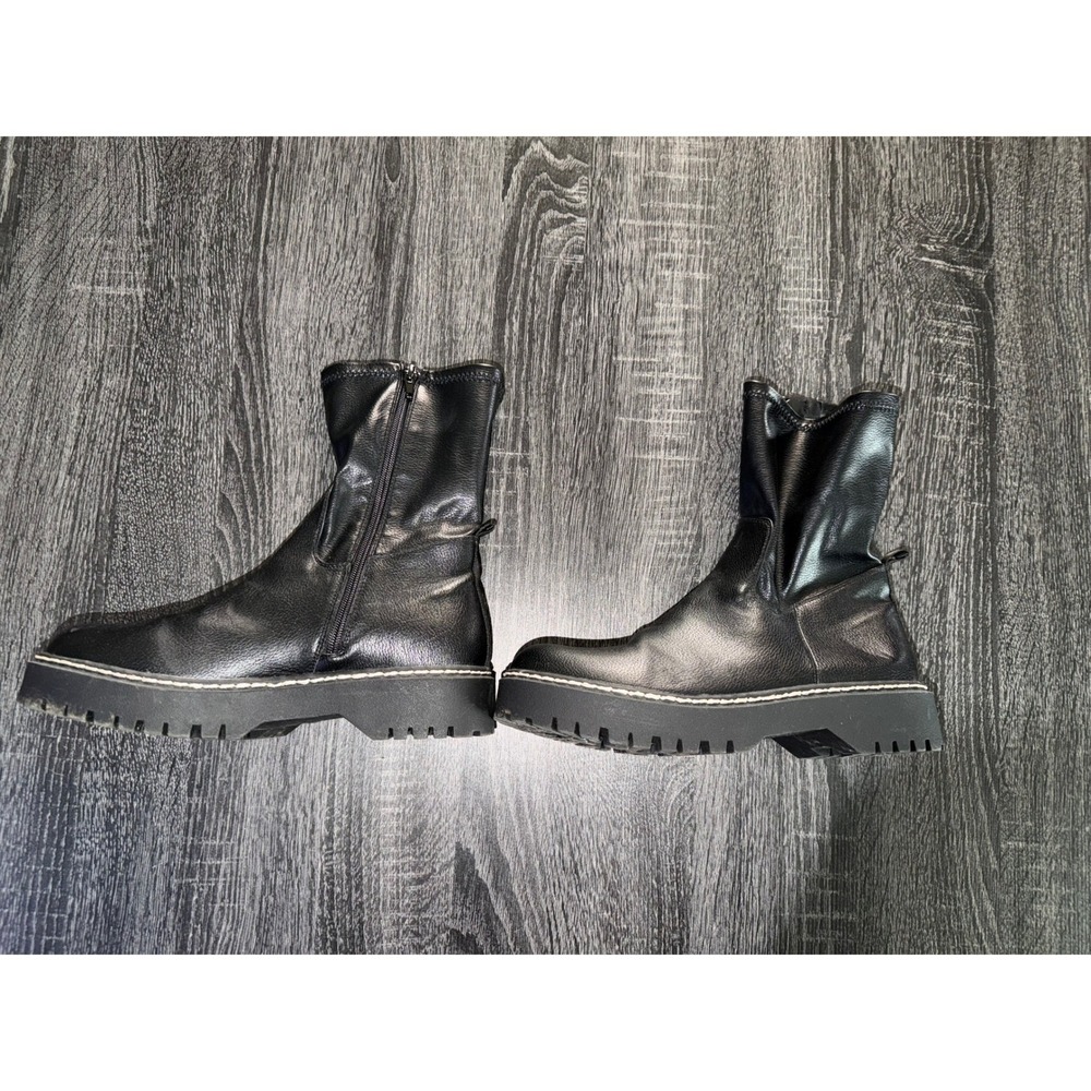 Sincerely Jules Humor-2 Ankle Boots Faux Leather Lug Sole Chunky Goth Punk 8.5